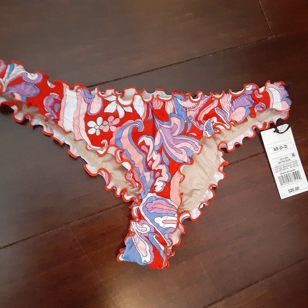 Shade & Shore red floral paisley bikini bottom